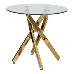 Stolik kawowy CROSS 60 szklany blat złota podstawa