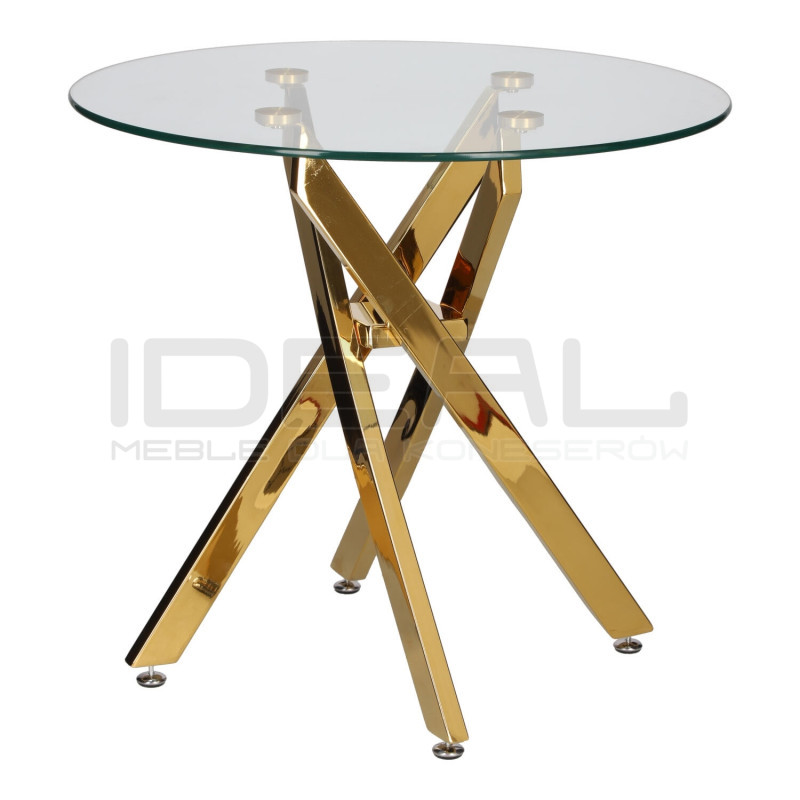 Stolik kawowy CROSS 60 szklany blat złota podstawa
