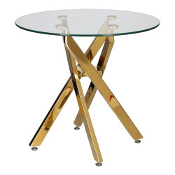 Stolik kawowy CROSS 60 szklany blat złota podstawa