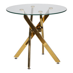 Stolik kawowy CROSS 60 szklany blat złota podstawa