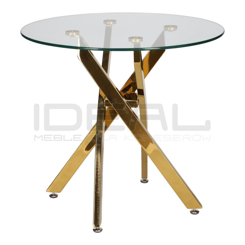 Stolik kawowy CROSS 60 szklany blat złota podstawa