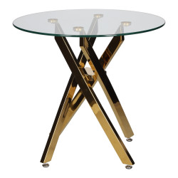 Stolik kawowy CROSS 60 szklany blat złota podstawa