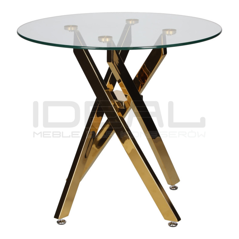 Stolik kawowy CROSS 60 szklany blat złota podstawa