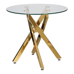 Stolik kawowy CROSS 60 szklany blat złota podstawa