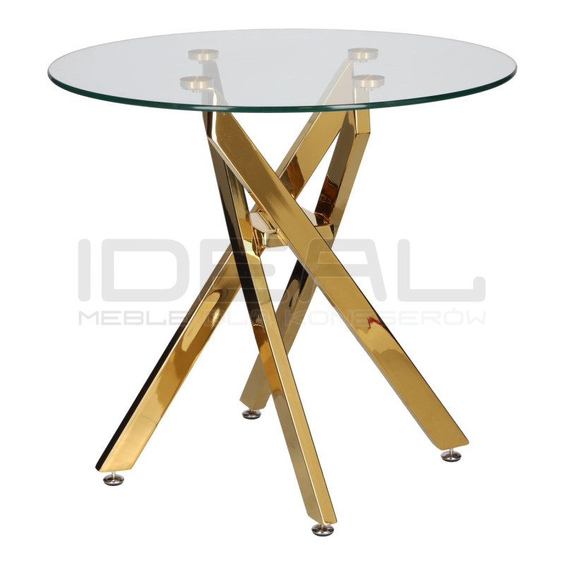 Stolik kawowy CROSS 60 szklany blat złota podstawa