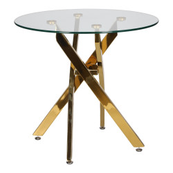 Stolik kawowy CROSS 60 szklany blat złota podstawa