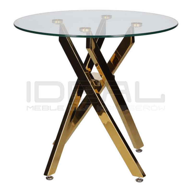 Stolik kawowy CROSS 60 szklany blat złota podstawa