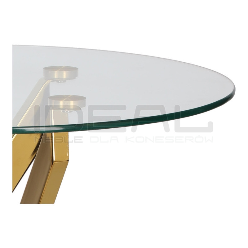 Stolik kawowy CROSS 60 szklany blat złota podstawa