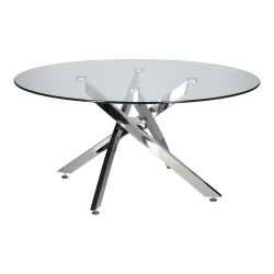 Stolik kawowy CROSS 90 szklany blat chrom