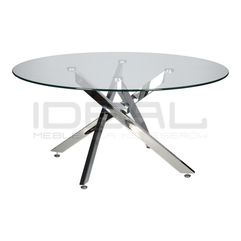 Stolik kawowy CROSS 90 szklany blat chrom