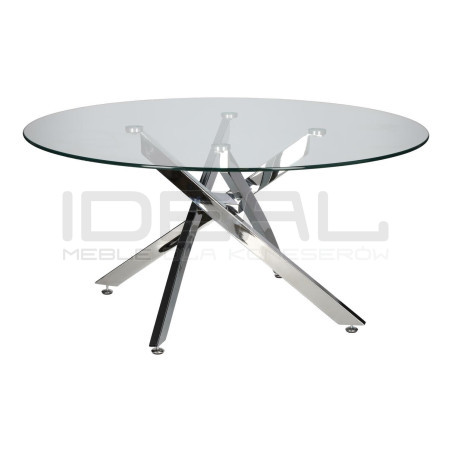 Stolik kawowy CROSS 90 szklany blat chrom