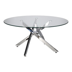 Stolik kawowy CROSS 90 szklany blat chrom