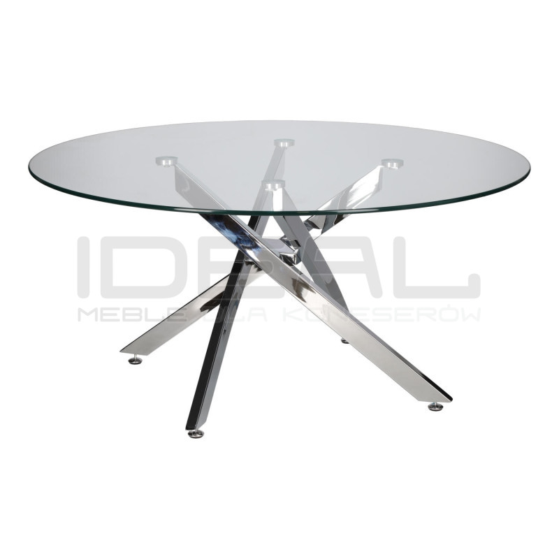 Stolik kawowy CROSS 90 szklany blat chrom