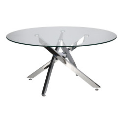 Stolik kawowy CROSS 90 szklany blat chrom