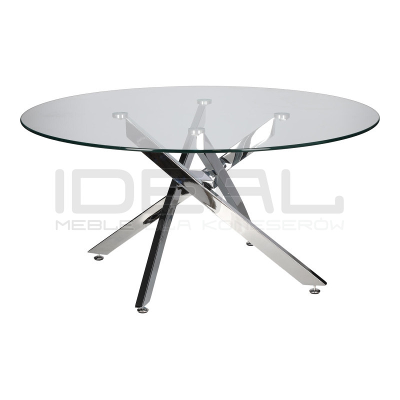 Stolik kawowy CROSS 90 szklany blat chrom