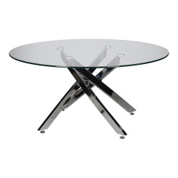 Stolik kawowy CROSS 90 szklany blat chrom