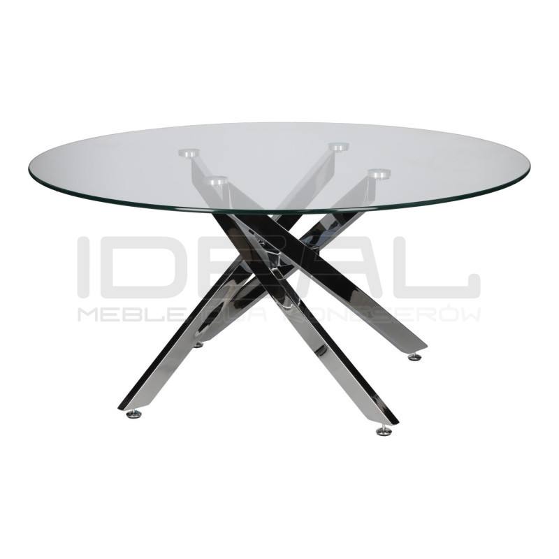 Stolik kawowy CROSS 90 szklany blat chrom