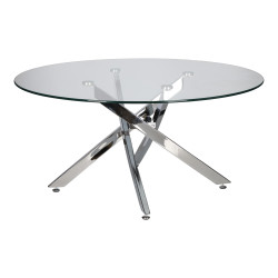 Stolik kawowy CROSS 90 szklany blat chrom