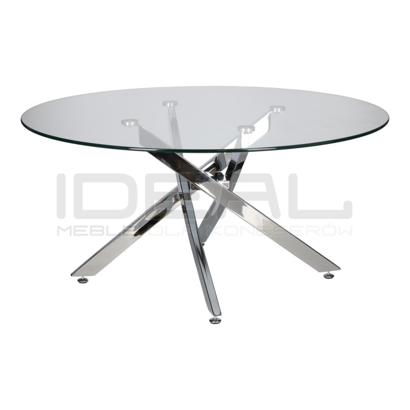 Stolik kawowy CROSS 90 szklany blat chrom