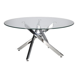 Stolik kawowy CROSS 90 szklany blat chrom