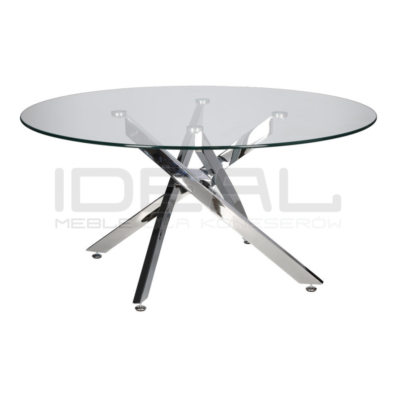 Stolik kawowy CROSS 90 szklany blat chrom