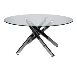 Stolik kawowy CROSS 90 szklany blat chrom