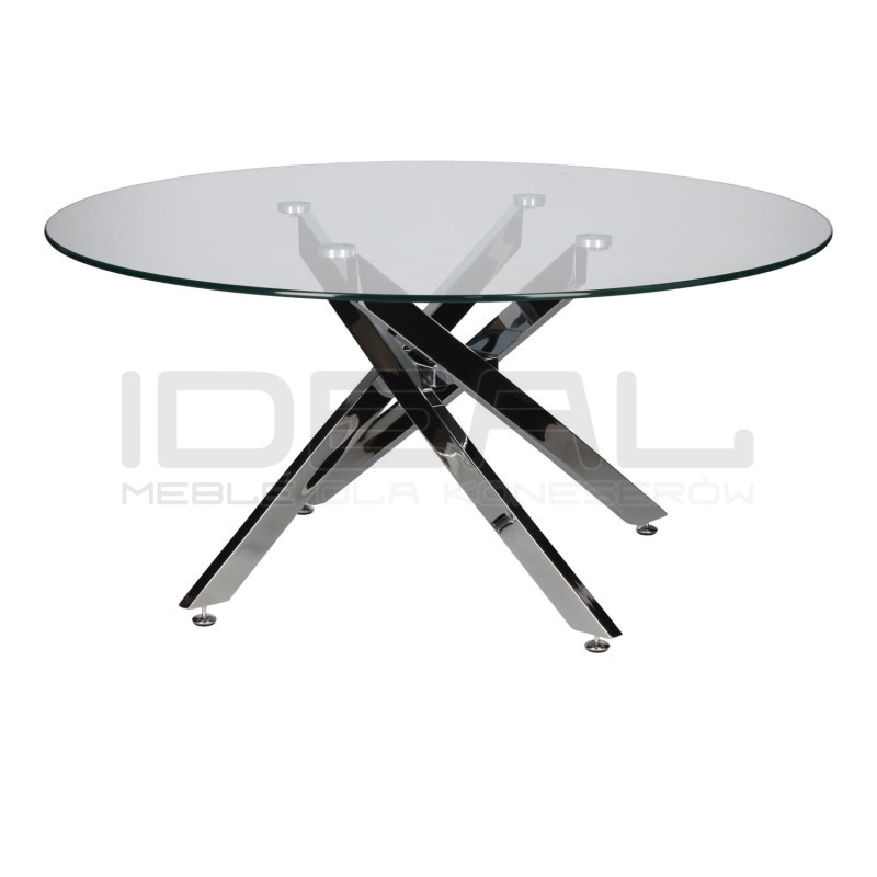 Stolik kawowy CROSS 90 szklany blat chrom