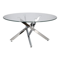 Stolik kawowy CROSS 90 szklany blat chrom