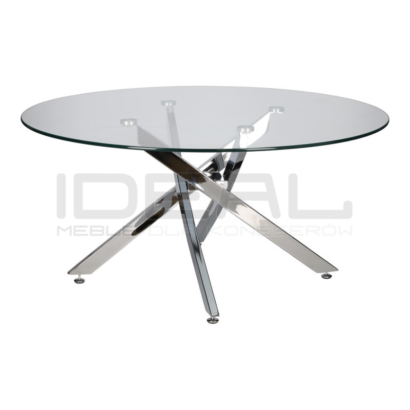 Stolik kawowy CROSS 90 szklany blat chrom