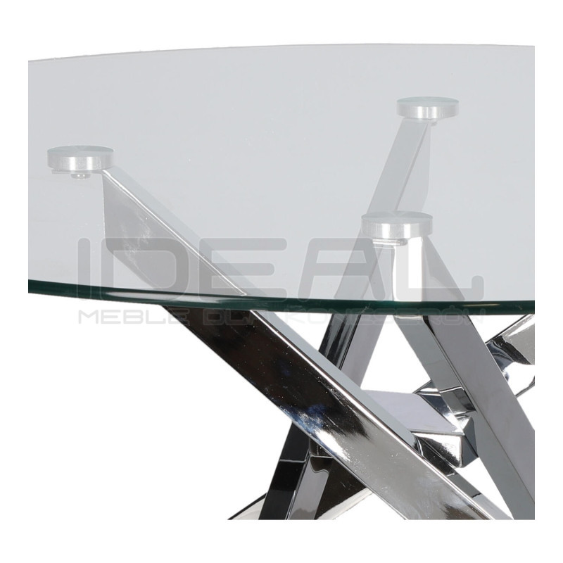 Stolik kawowy CROSS 90 szklany blat chrom