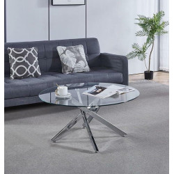 Stolik kawowy CROSS 90 szklany blat chrom