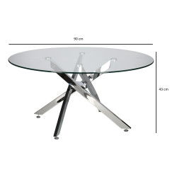 Stolik kawowy CROSS 90 szklany blat chrom
