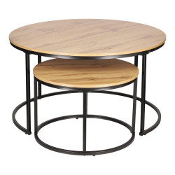 ZESTAW 2 STOLIKÓW okrągłych DOUBLE NATURALNE/CZARNE