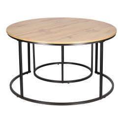 ZESTAW 2 STOLIKÓW okrągłych DOUBLE NATURALNE/CZARNE