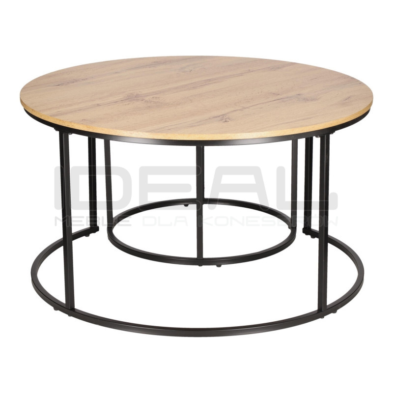 ZESTAW 2 STOLIKÓW okrągłych DOUBLE NATURALNE/CZARNE