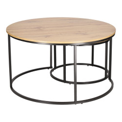 ZESTAW 2 STOLIKÓW okrągłych DOUBLE NATURALNE/CZARNE