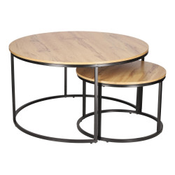 ZESTAW 2 STOLIKÓW okrągłych DOUBLE NATURALNE/CZARNE