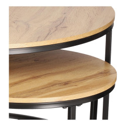 ZESTAW 2 STOLIKÓW okrągłych DOUBLE NATURALNE/CZARNE