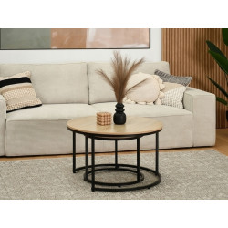 ZESTAW 2 STOLIKÓW okrągłych DOUBLE NATURALNE/CZARNE