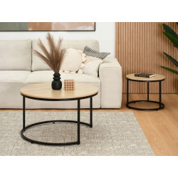 ZESTAW 2 STOLIKÓW okrągłych DOUBLE NATURALNE/CZARNE