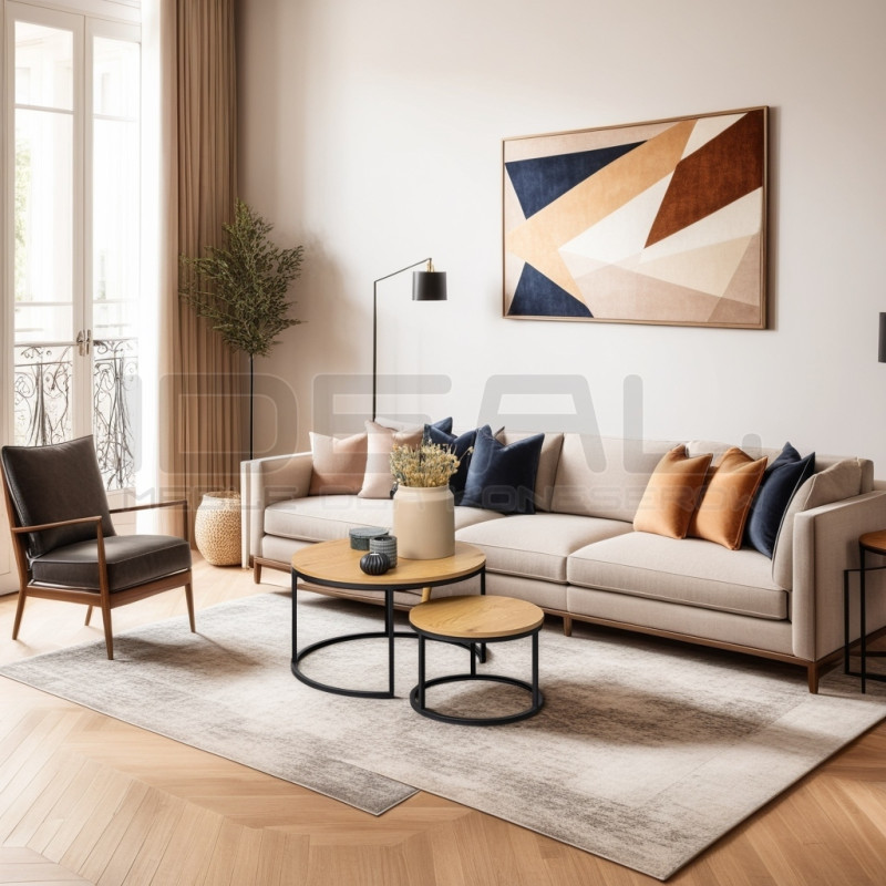 ZESTAW 2 STOLIKÓW okrągłych DOUBLE NATURALNE/CZARNE