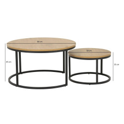 ZESTAW 2 STOLIKÓW okrągłych DOUBLE NATURALNE/CZARNE