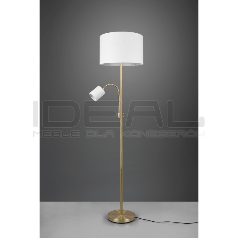 Lampa podłogowa podwójna Barc złota z kloszami