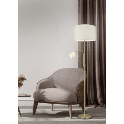 Lampa podłogowa podwójna Barc złota z kloszami