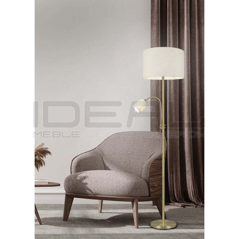 Lampa podłogowa podwójna Barc złota z kloszami