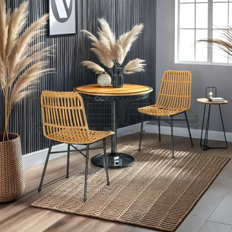 Krzesło Nature naturalne czarne nogi plecione technorattan