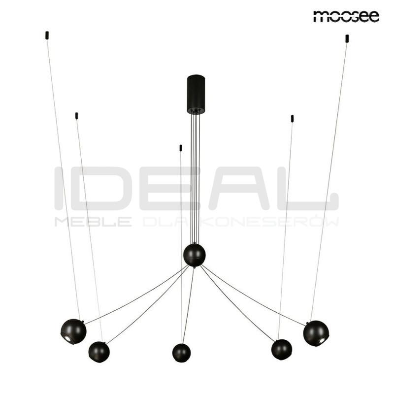 Geometryczna Lampa wisząca czarna OCTO 5 do wysokiego salonu