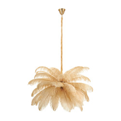 Lampa z Piór EMU – Beżowa, Różowa, Biała | Lampa Wisząca