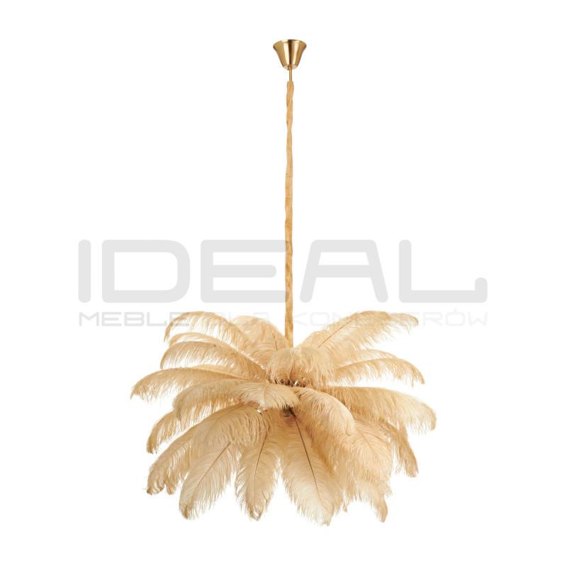 Lampa z Piór EMU – Beżowa, Różowa, Biała | Lampa Wisząca