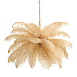 Lampa z Piór EMU – Beżowa, Różowa, Biała | Lampa Wisząca